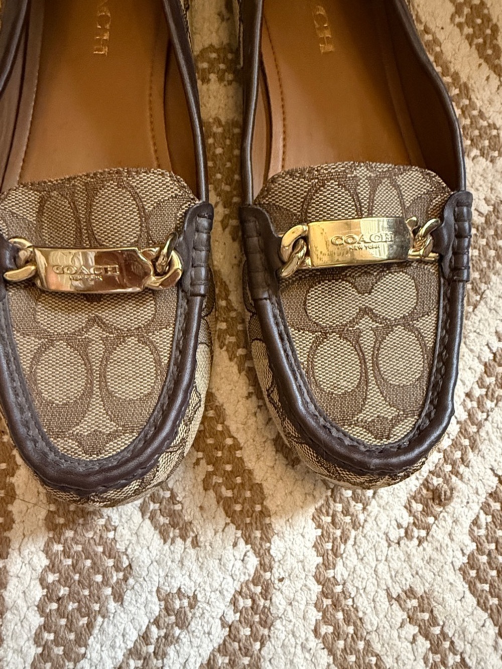 COACH Women’s Brown Signature Canvas Moccasin Loafers - Picture 4 of 4